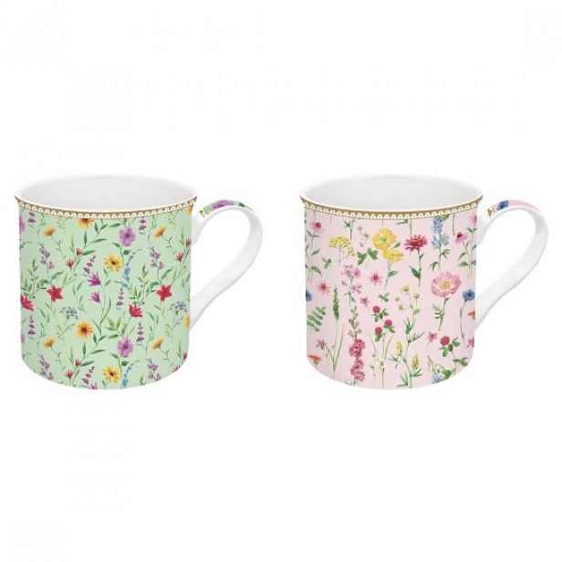 Sada 2 hrnků, porcelán, 300 ml, "Meadow Flowers" - Easy Life