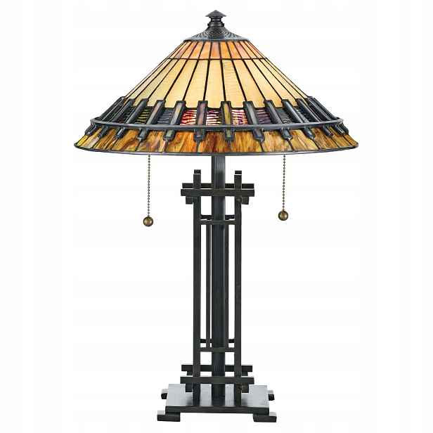 Stolní lampa Art Deco Tiffany hnědá Chastain E27 60W Quoizel