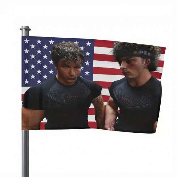 TEMU 1 balení, Jednotlivý balíček TWINS Fitness plakát s americkou vlajkou - Kompaktní 91,44 x 152,4 cm vlastenecká fitness dekorace - Odolná látková