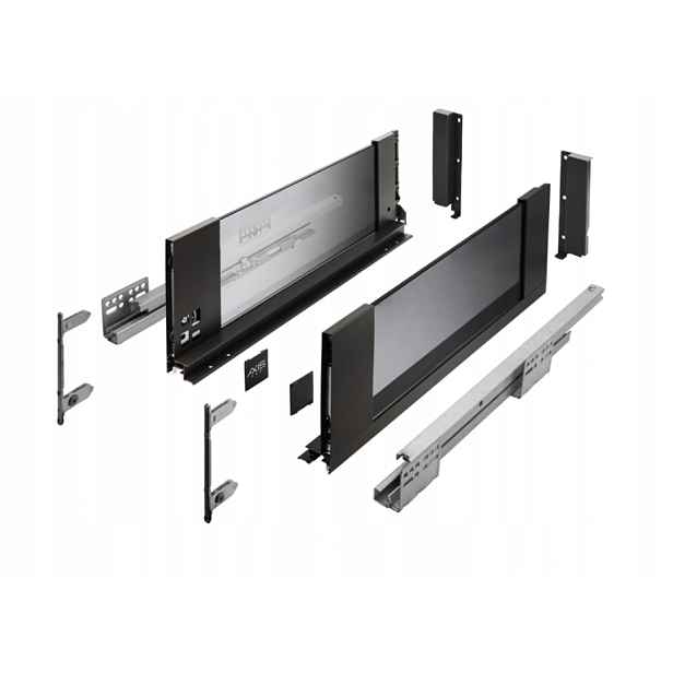 Šuplík Gtv Axis Pro Glass Střední H116 450 MM Skleněná S Tlumením Dovírání Černá