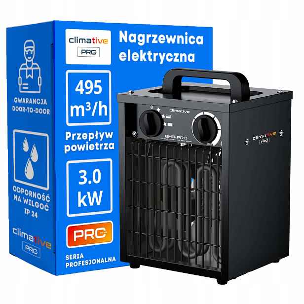 Elektrický ohřívač EH-3 Pro 3 kW, výkonný dmychadlový termostat – ne farelka