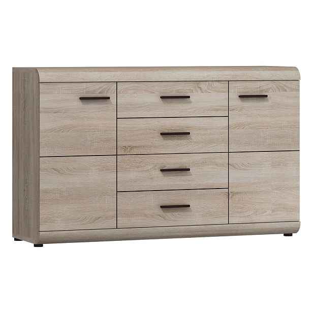 MASSENO KOMODA LEGAME, 140/87/42 cm se 4 zásuvkami a 2 dvířky, dub Sonoma