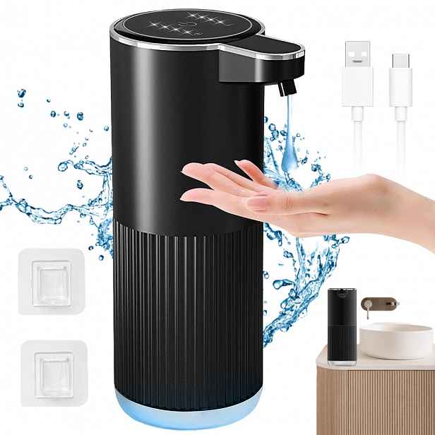 Stylový Bezdotykový Dávkovač Na Tekuté Mýdlo Automatický 380 ml Černý