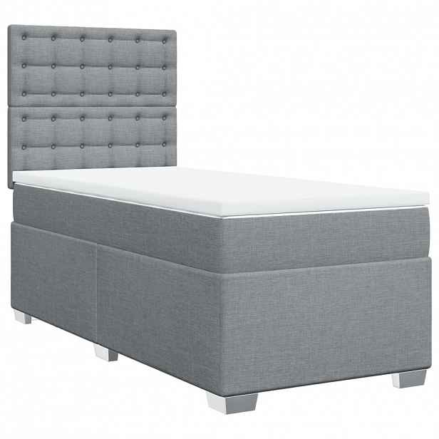 vidaXL Box spring postel s matrací světle šedá 90x190 cm textil