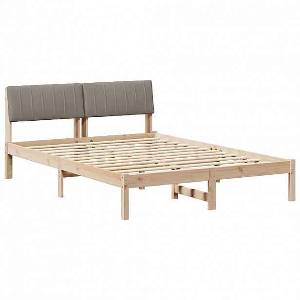 vidaXL Rám postele Hnědá a taupe 135 x 190 cm Masivní borovicové dřevo