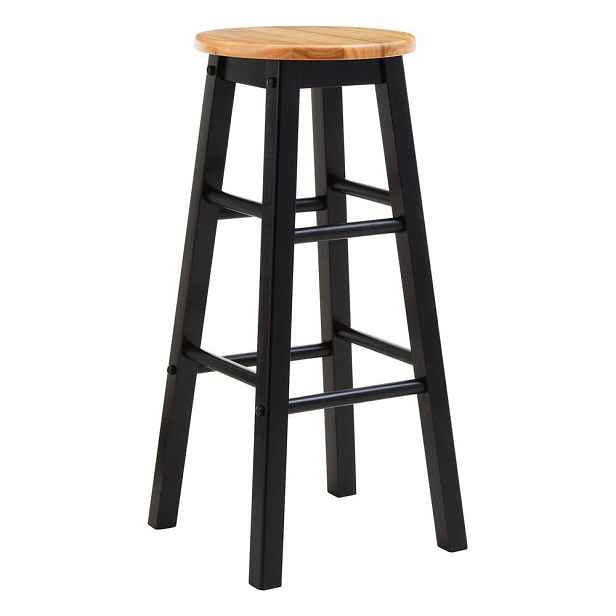 Černá/v přírodní barvě barová stolička z kaučukového dřeva (výška sedáku 74 cm) Chester – Premier Housewares