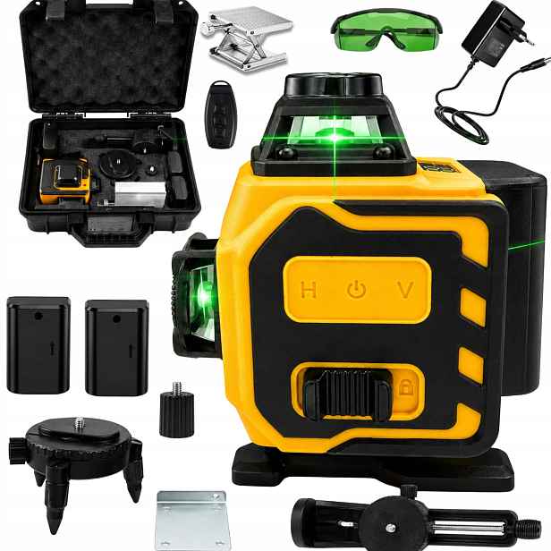 Křížový Laser 4D Zelená Laserová Vodováha 16 Linek 30 M Ovladač Akumulátory