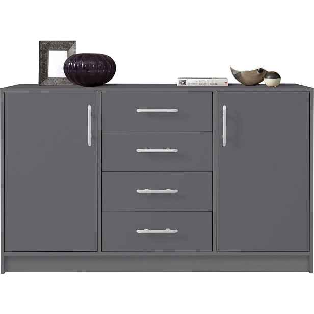 MASSENO KOMODA VANO, 140/84/40 cm se 4 zásuvkami a 2 dvířky, antracitová