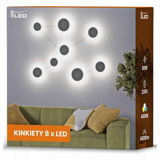 Nástěnné Led svítidlo Černá Nástěnná lampa Kruhy na stěnu Vnitřní 50W