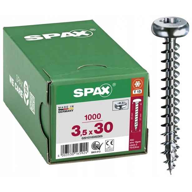 Šroub Polokulovitý 1000 Ks 3.5*30 Spax