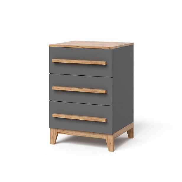 VitaliSpa KREDENC Malia Grey/Artisan 60 x 88 cm se 3 zásuvkami