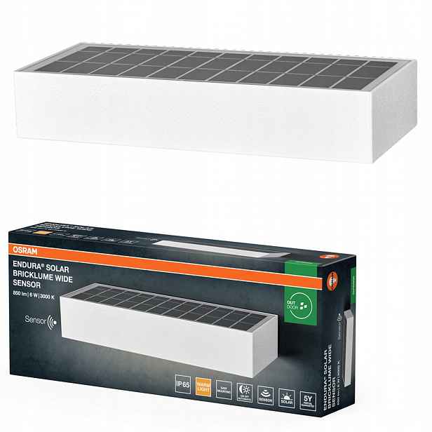 Zahradní lampa Solární Led nástěnné svítidlo Snímač pohybu soumraku 6W 3000K IP65
