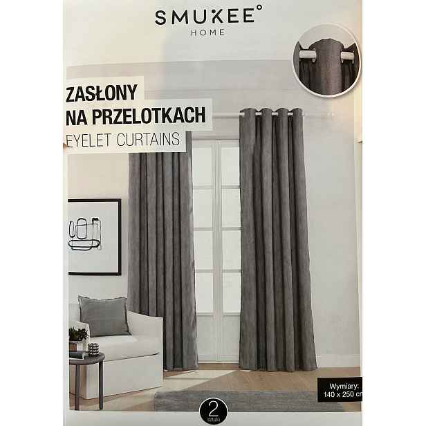 Závěsy hotové Sametové na průchodkách 2 ks Smukee 140 x 250 cm