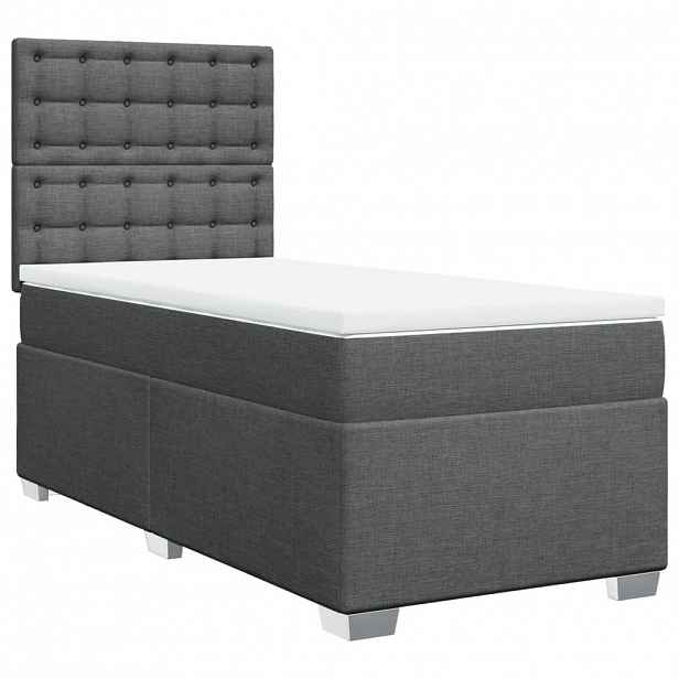 vidaXL Box spring postel s matrací tmavě šedá 90x190 cm textil