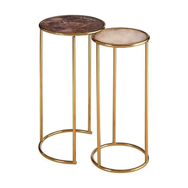 Kulaté odkládací stolky v sadě 2 ks s deskou z kamene ø 31 cm Vita – Premier Housewares