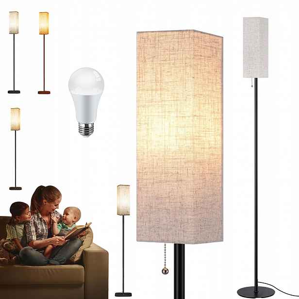 Podlahová Lampa Do Obývacího Pokoje Stojící Noční 172 CM 10 W Lněné Stínítko E27
