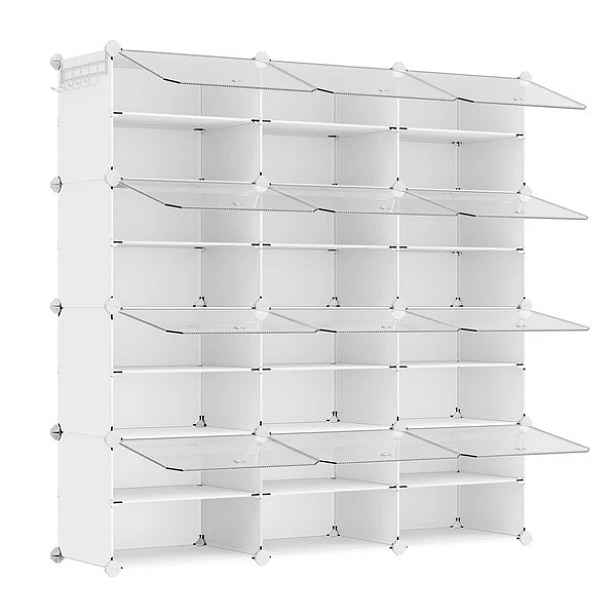 SONGMICS Modulární botník Lux s 12 dvířky čirý/bílý