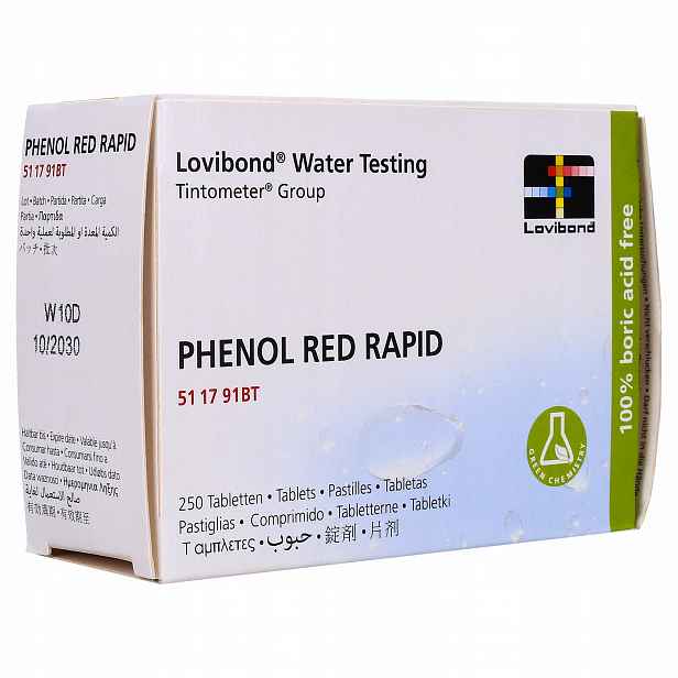 Tablety do testeru Měření pH vody Bazén Vířivka Phenol Red Rapid x10