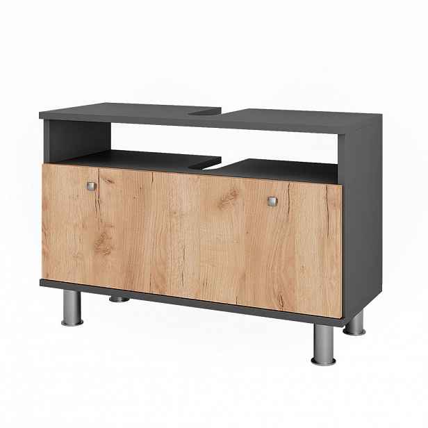 Vicco TOALETNÍ SKŘÍŇKA PRO UMYVADLO Fynn Antracit/zlatý dub 80.2 x 54 cm se zásuvkou