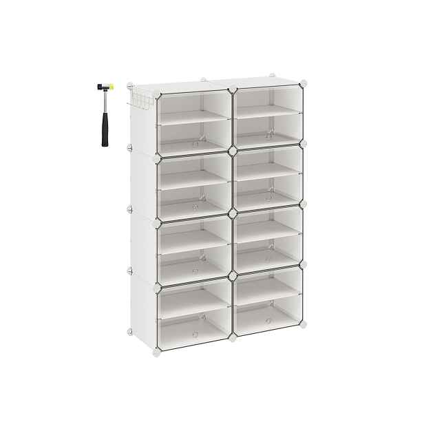 SONGMICS Modulární botník Lux s 8 dvířky čirý/bílý