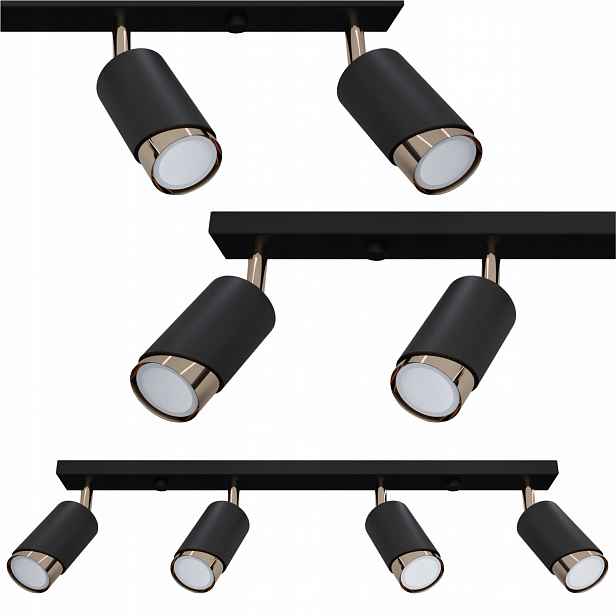 Závěsná lampa Stropní Svítidlo Bragi 4-bodová 4xGU10 kov ocelová černo-zlatá