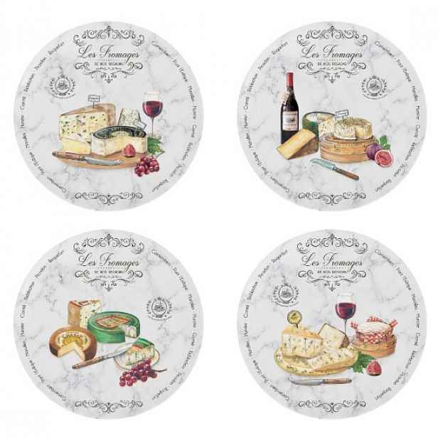 Sada 4 talířů na servírování sýrů, porcelán, 19 cm, "Les Fromages" - E