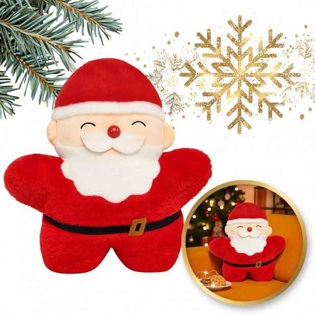 Sametový dekorační polštář SANTA CLAUS, červený