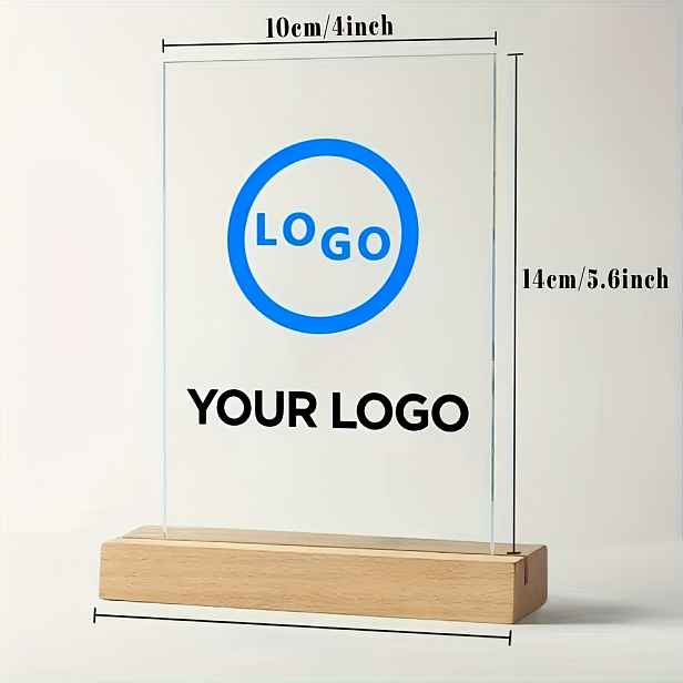 TEMU 2D Plochá, 1ks Vlastní Fotografie - Jméno - Akrylová Stolní Jmenovka s Dřevěným Stojánkem - Personalizovaná Soška, Logo Společnosti, Prémiový
