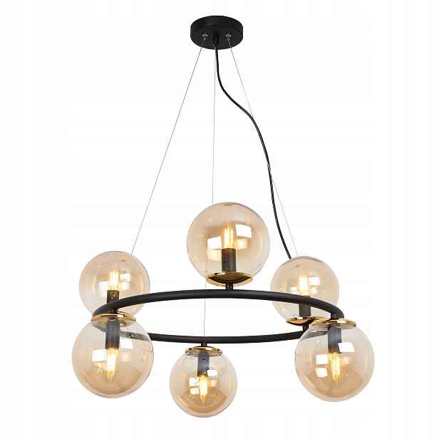 Závěsné Stropní Svítidlo Lustr Černo-zlatý Moderní Skleněný Loft E14