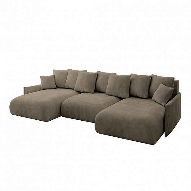 ALTDECOR SEDACÍ SOUPRAVA s funkcí lůžka a úložným prostorem ONESK-U-v1 317x177x72 hnědá tkanina velur