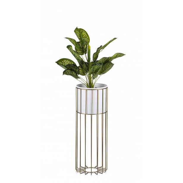 Držák Na Květináč stojící na rostliny 55 cm zlato bílý Loft