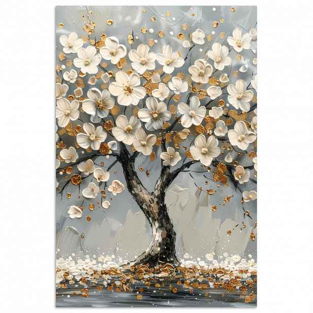 MuchoWow PLAKÁT Strom - Květiny - Bílá - Příroda - Umění 40x60 cm