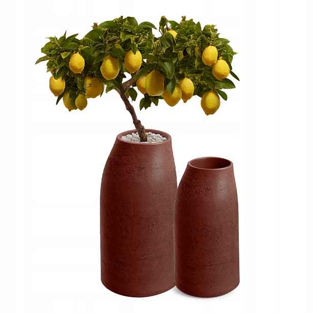 Velký Vysoký Květináč 70 CM Červený Okrový Na Terasu Do Obývacího Pokoje