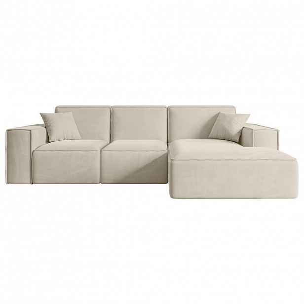 ALTDECOR ROHOVÁ SEDACÍ SOUPRAVA s otomanem vpravo SERRA-L – 266 × 169 × 80 cm, béžový velur