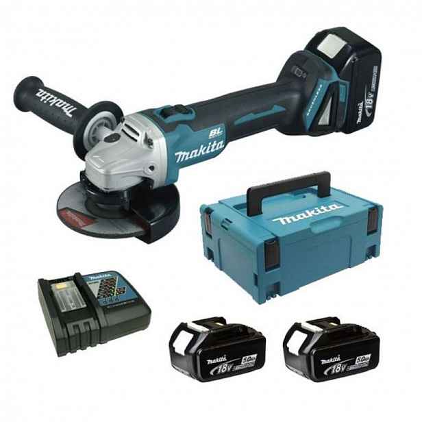 Makita - 18V AKU úhlová bruska 125 mm, 2x aku 5,0 Ah LXT, nabíječka DGA504RTJ