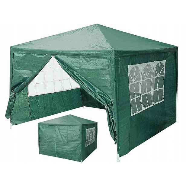 MultiGarden Zahradní altán skládací 3 x 3 x 2,5 m, 4 boční stěny, zelený