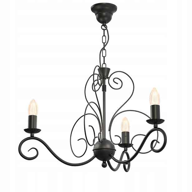 Rustikální závěsné svítidlo ve stylu svícnu, černé, dekorativní, 3 žárovky Luminex