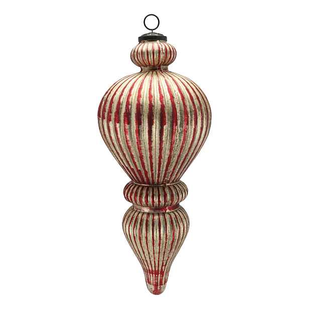 Vánoční veliká červená champagne skleněná ozdoba Ornament – Ø 17*42 cm Chic Antique