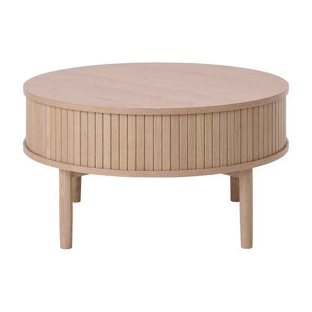 Kulatý konferenční stolek v dekoru dubu ve světle přírodní barvě ø 85 cm Meta – Unique Furniture