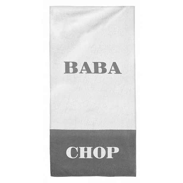 Ručník Baba-Chop 80x160 bílý šedý jako dárek jako pomůcka pro koupací pár
