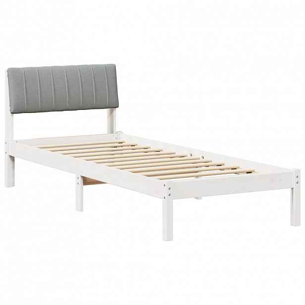 vidaXL Rám postele s čelo Bílá a světle šedá 75 x 190 cm