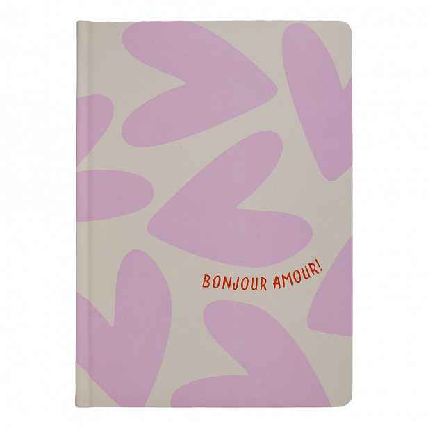 EVERYDAY Notes A5 "Bonjour Amour!" - šedá/fialová