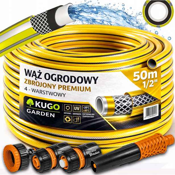 Hadice 1/2" 50 m 4 Vrstvy Plus Premium Zavlažovač Set Bradas
