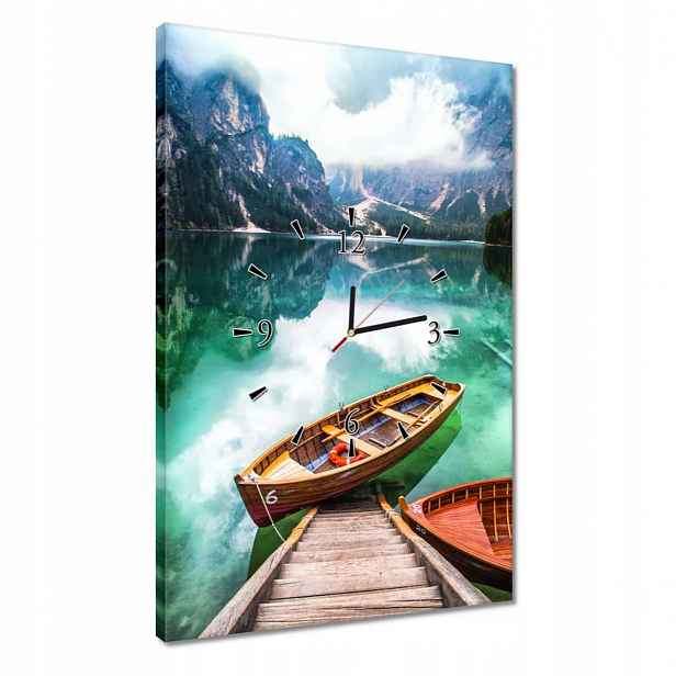 Hodiny 40x60 Loďka na horském jezeře