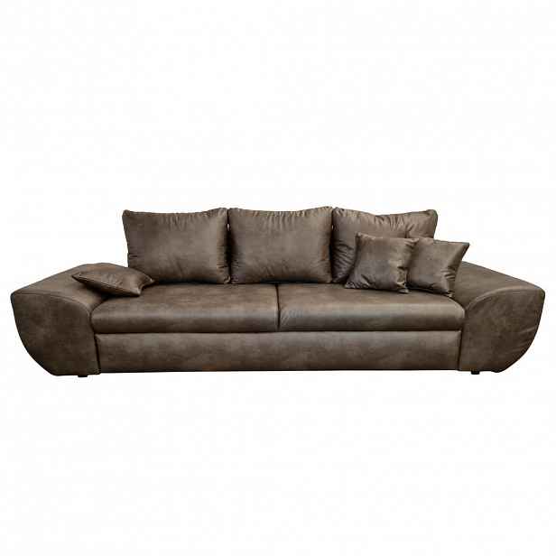 luma-home BIG-SOFA s funkcí rozkládání, úložným prostorem, 275 × 98 × 90 cm (Š×H×V), mikrovlákno s koženým vzhledem, barva vintage hnědá / 18008