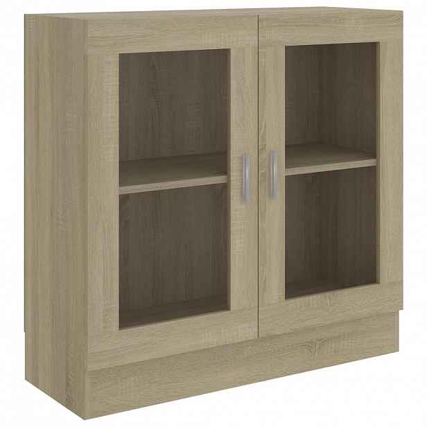 vidaXL Prosklená skříň dub sonoma 82,5 x 30,5 x 80 cm kompozitní dřevo