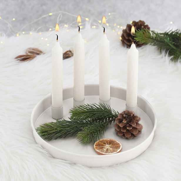 Adventní kovový svícen MAGNETIC bílý