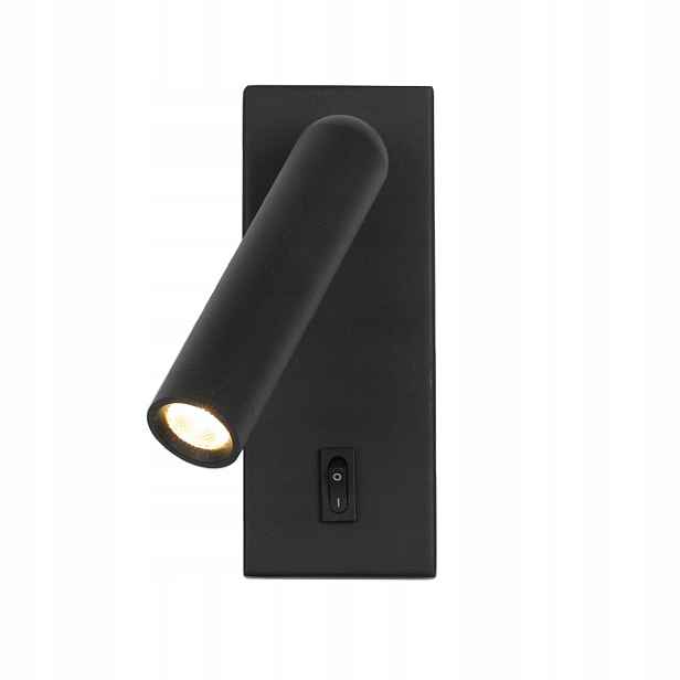Nova, Moderní, černá, přistýlková, pohyblivá Led nástěnná lampa, 2,5W, 3000K