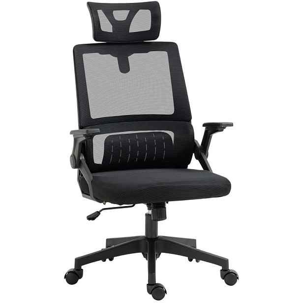 OKWISH KANCELÁŘSKÁ židle 58/61/102-119 cm černá ze síťoviny s opěrkou hlavy a houpací funkcí