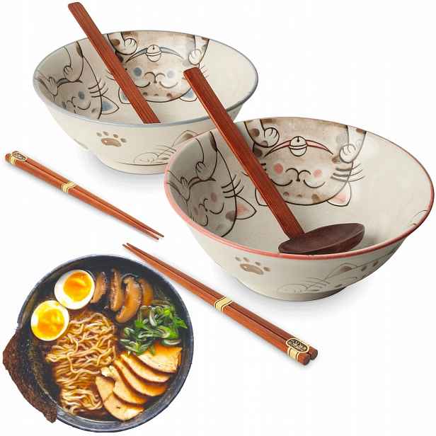 Sada košíčků Naběračky a tyčinky do polévky a těstovin Ramen Motiv 3 Kočky